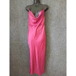 LIONESS Slip Dress Walk the Line Berry Magenta Pink Cowl Neck Size M Fairy Sexy